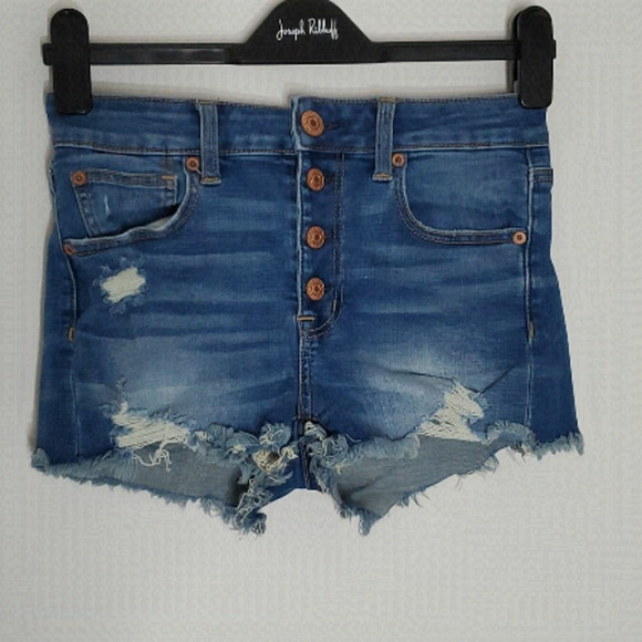American Eagle Outfitters Pants - American Eagle button fly super stretch size 2 high rise jean shorts